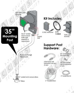 DoorKing 1603-222 12V LED Traffic Light with 35" Post
